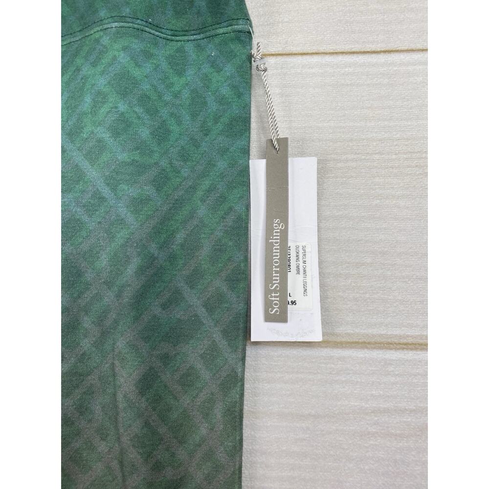 Soft Surroundings Pull On Legging L Green Ombre Geometric Ankle Stretch NWT - Picture 2 of 11